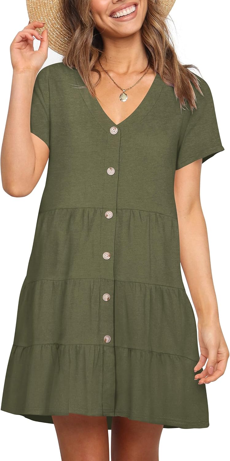 Nova In Sky Women's Summer Dresses 2025 Short Sleeve V-Neck