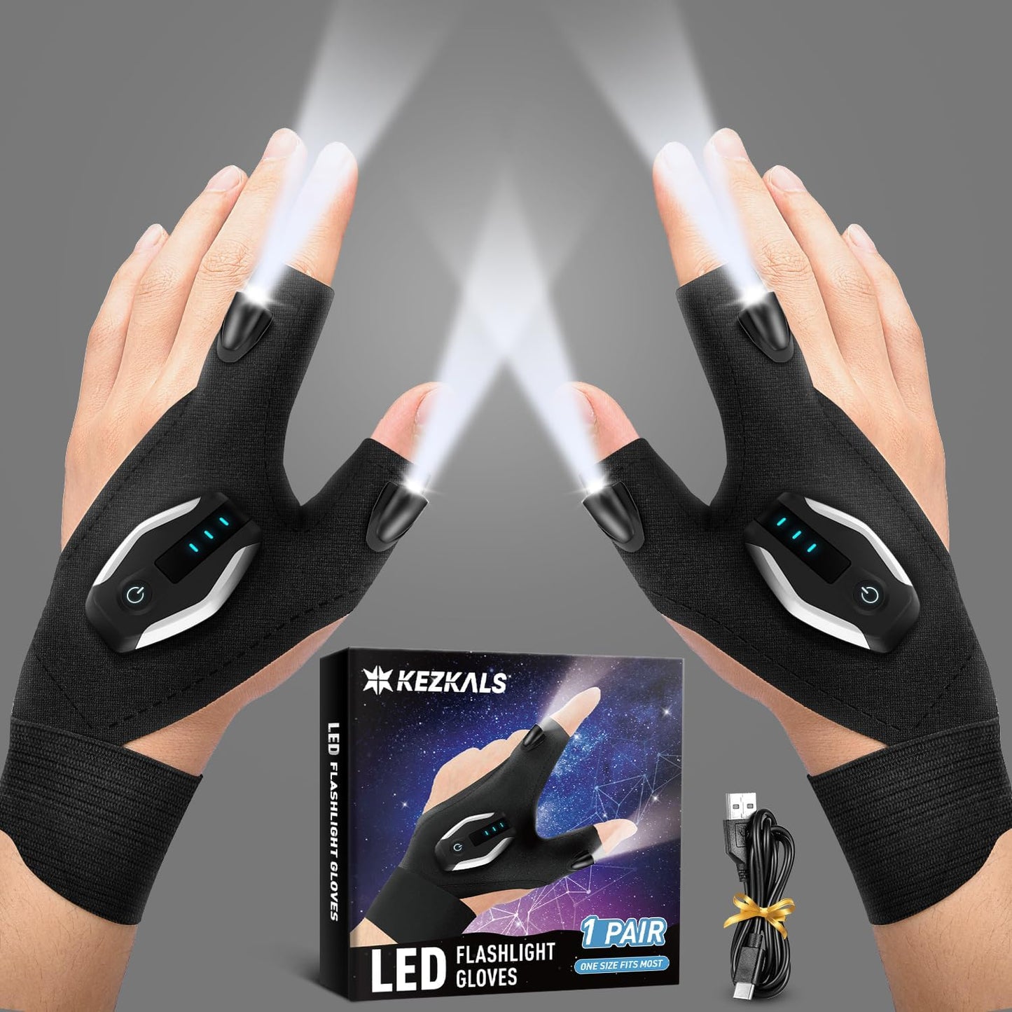 Rechargeable Flashlight Gloves for Dad