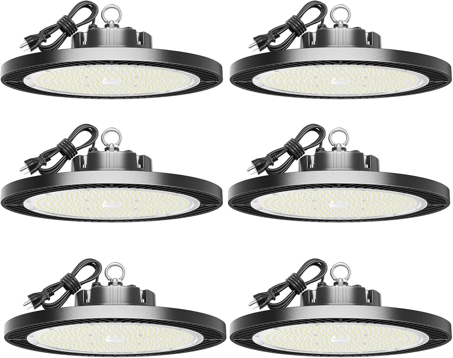 200W High Bay LED Shop Lights - 6 Pack UFO Lights for Garage