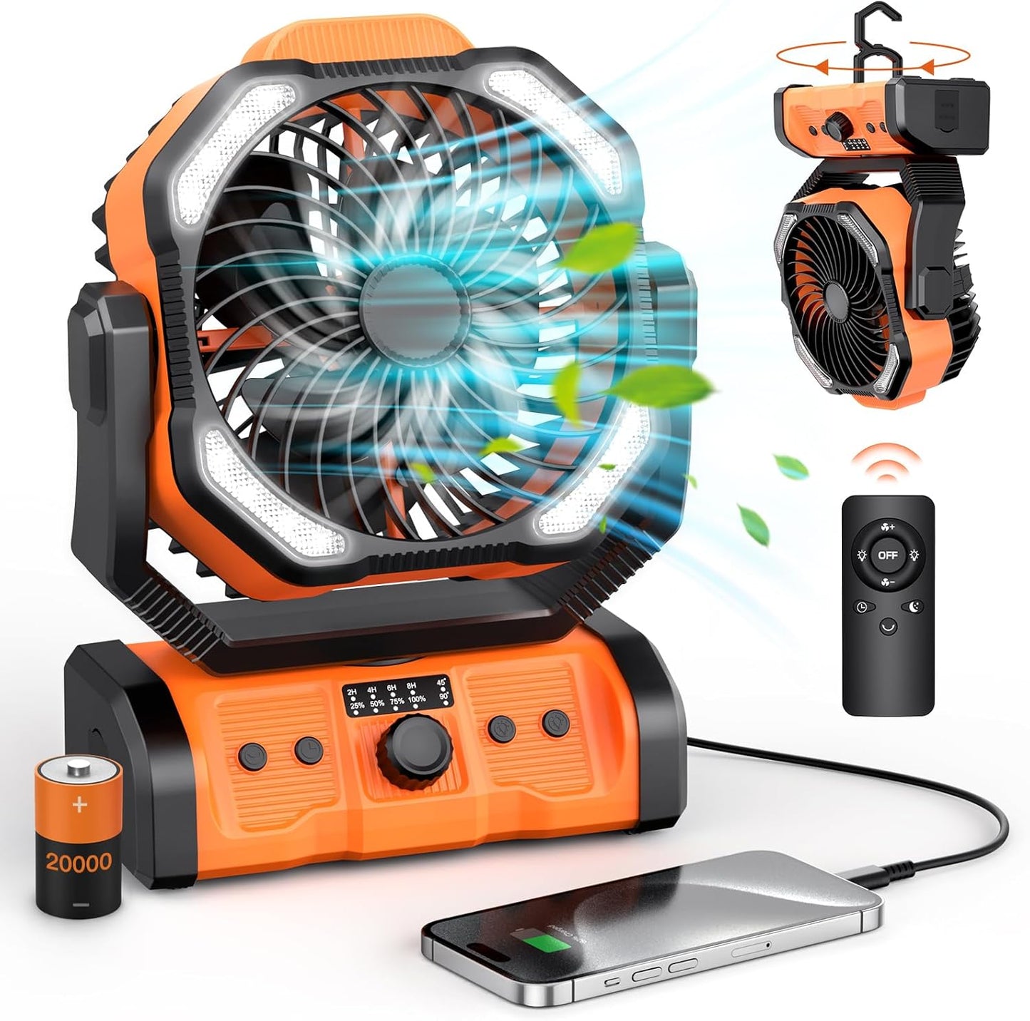 20000mAh Cordless Camping Fan - Portable & Powerful