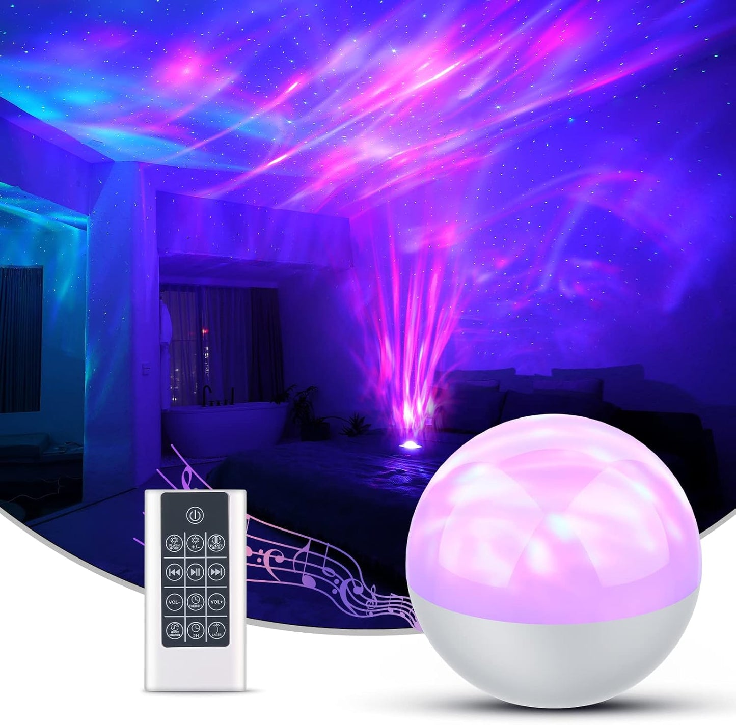 Relaxing Galaxy Projector with White Noise & Bluetooth Music