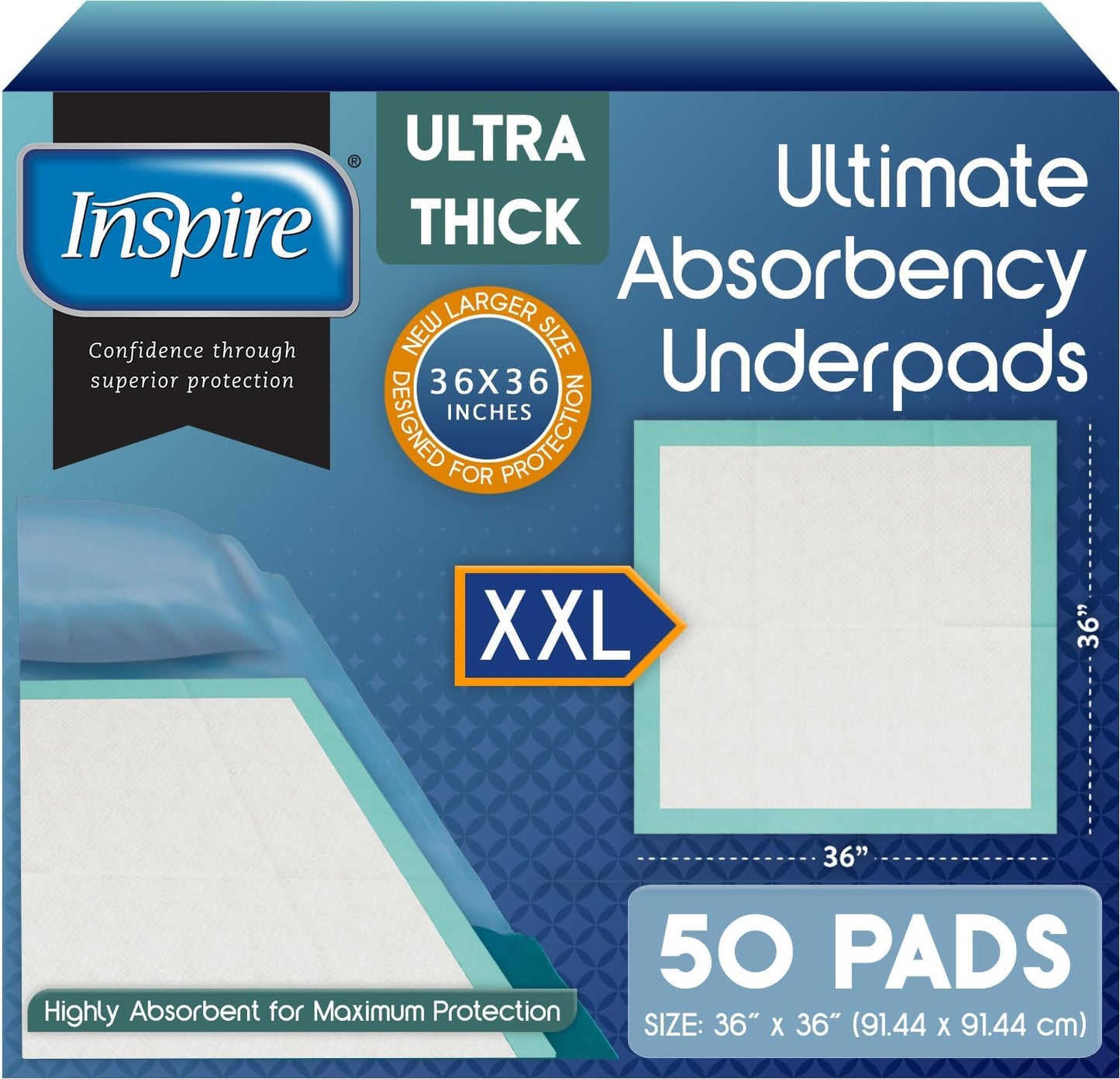 Inspire Extra Large Super Absorbent Disposable Bed Pads for Comfort