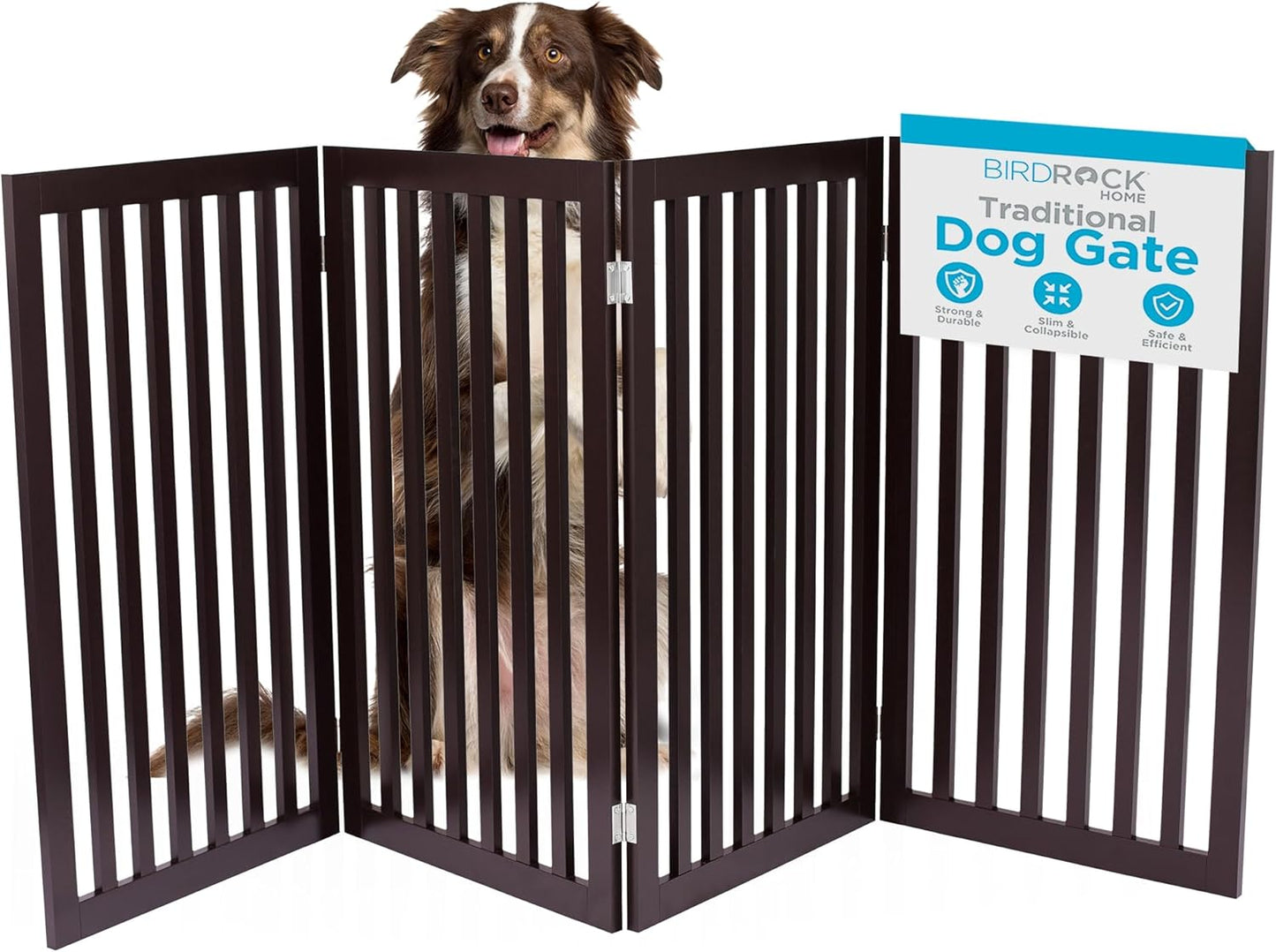 Indoor Freestanding Pet Barrier - Stylish Wooden Dog Gate