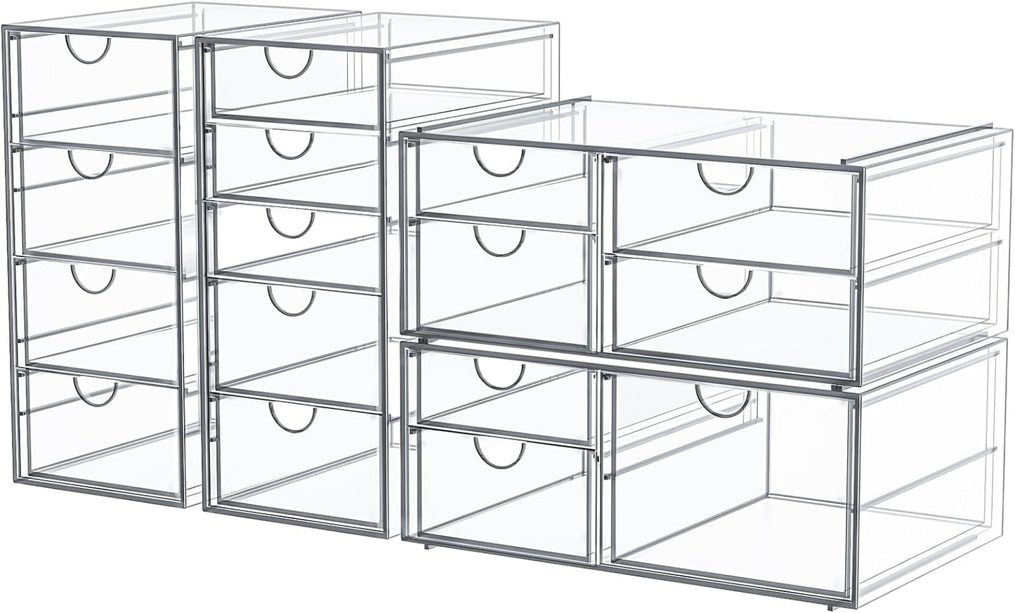 Clear 16-Drawer Makeup & Office Organizer