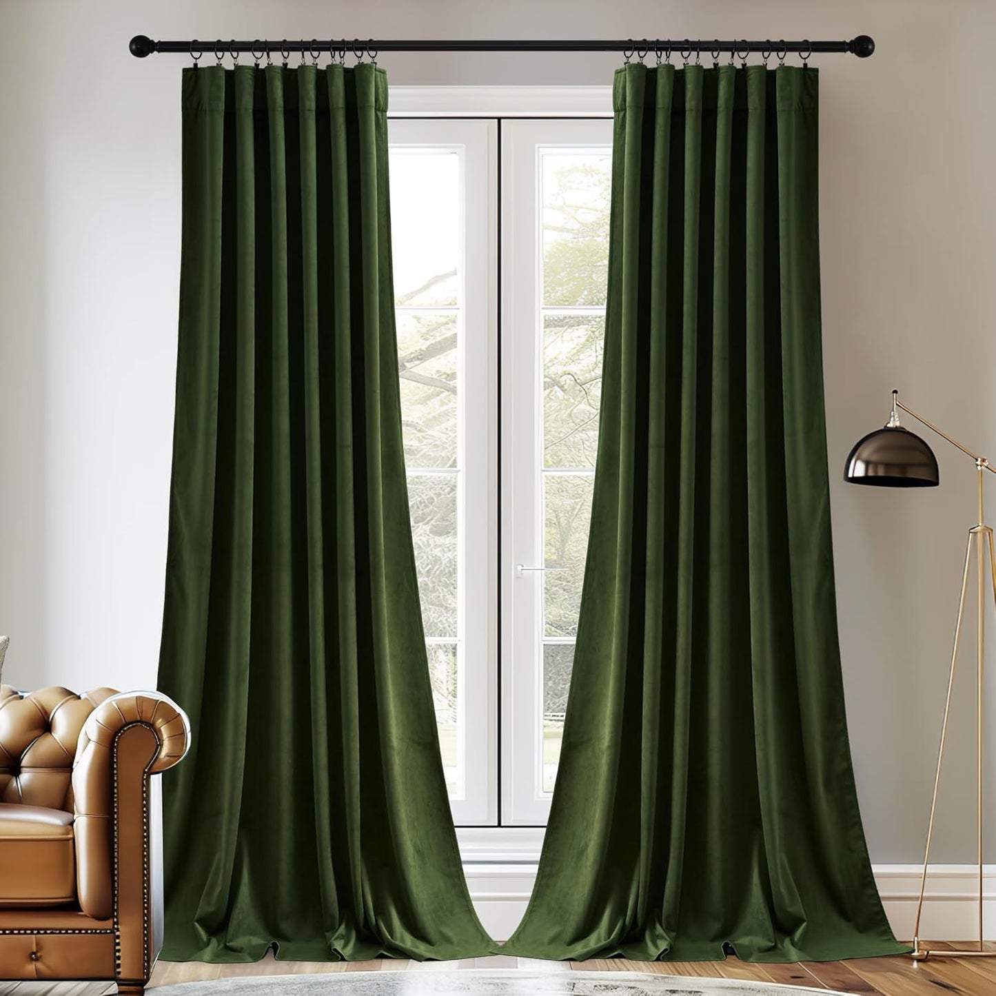 StangH Moss Green Blackout Curtains - Thermal Insulated Privacy Drapes