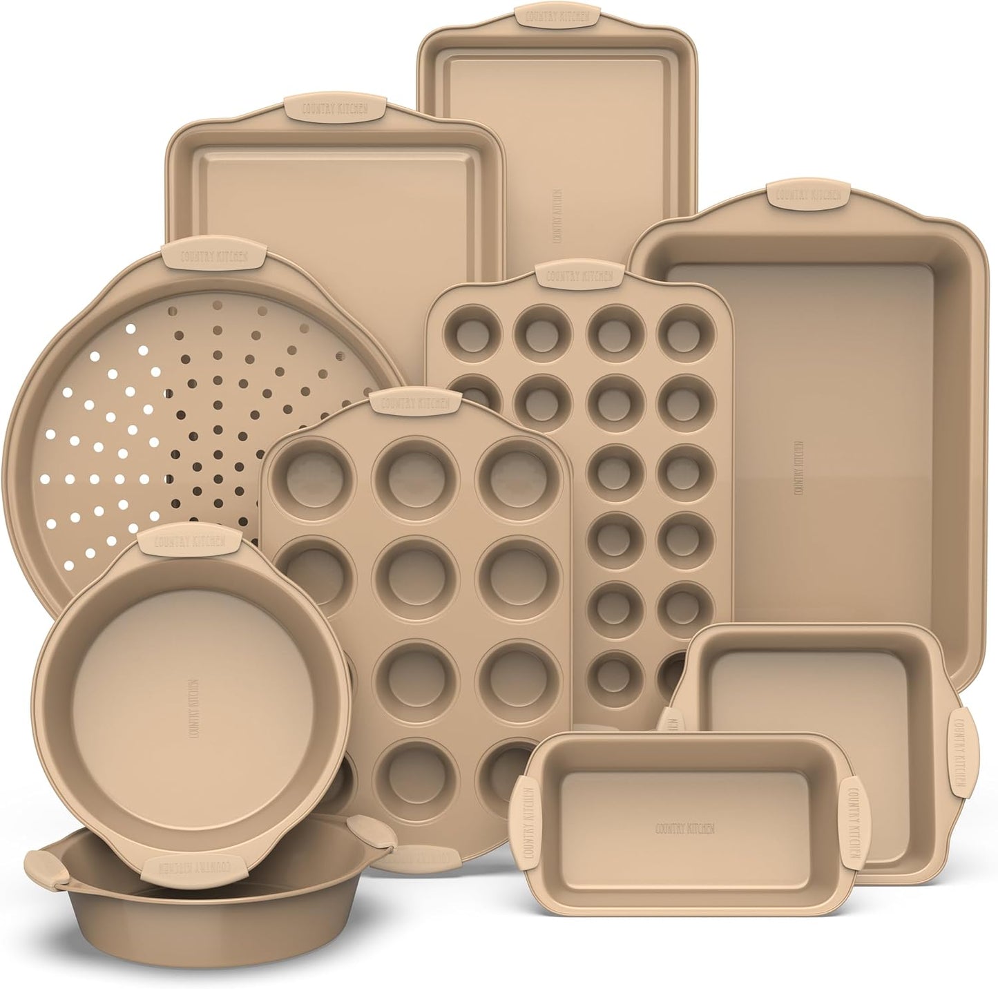 Nonstick Stackable Bakeware Set - Heavy Duty 10 Pcs for Baking