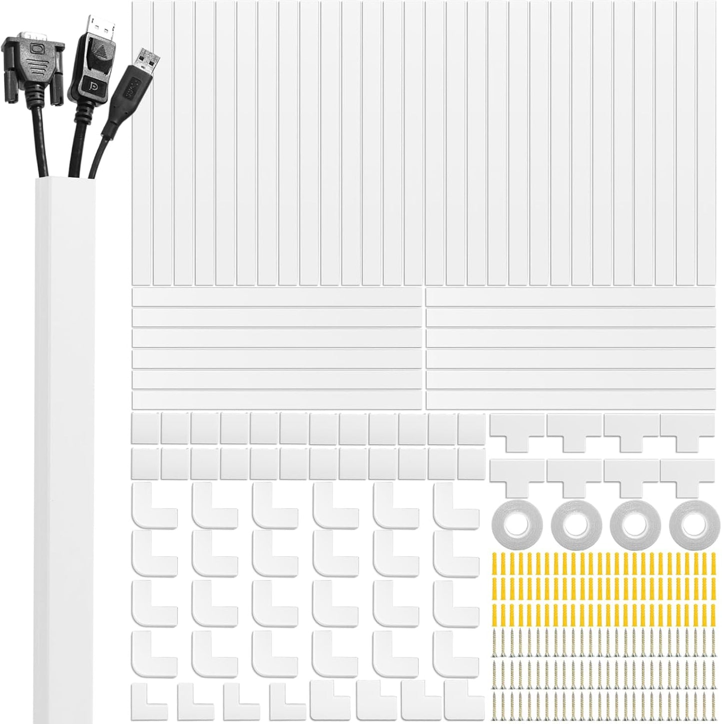 Cord Cover Raceway Kit for Hiding Cables in Home Office