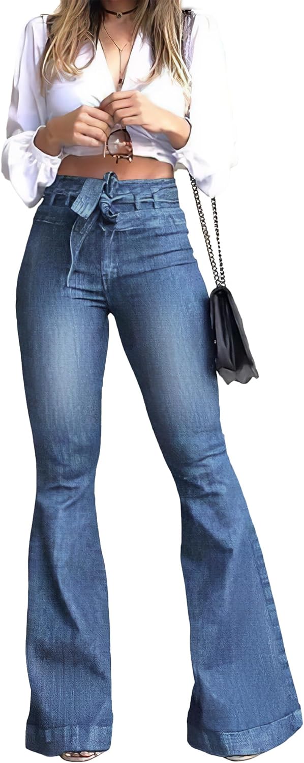 Womens High Waisted Bell Bottom Jeans for Trendy Style