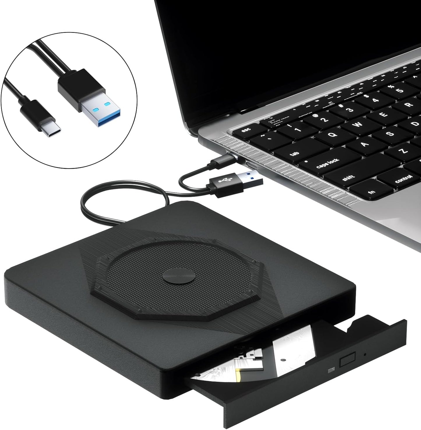 Versatile Portable External CD/DVD Drive - Plug & Play!