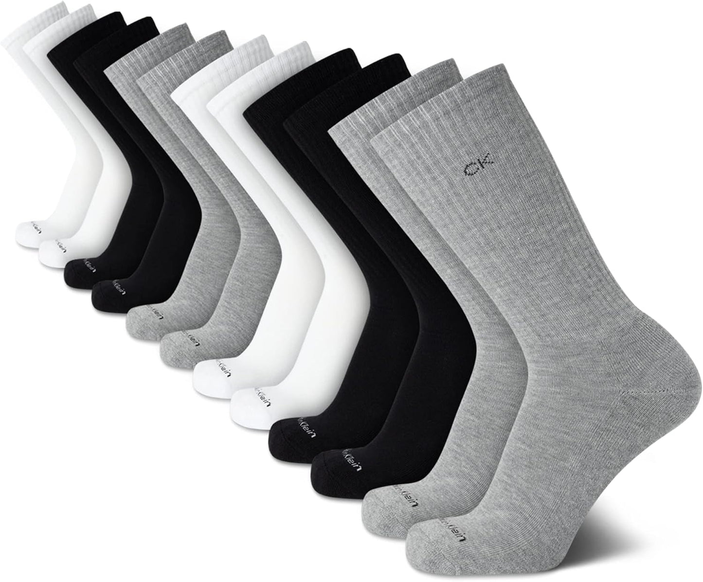 Calvin Klein Mens Crew Socks - 12 Pack Soft Stretch Athletic Socks