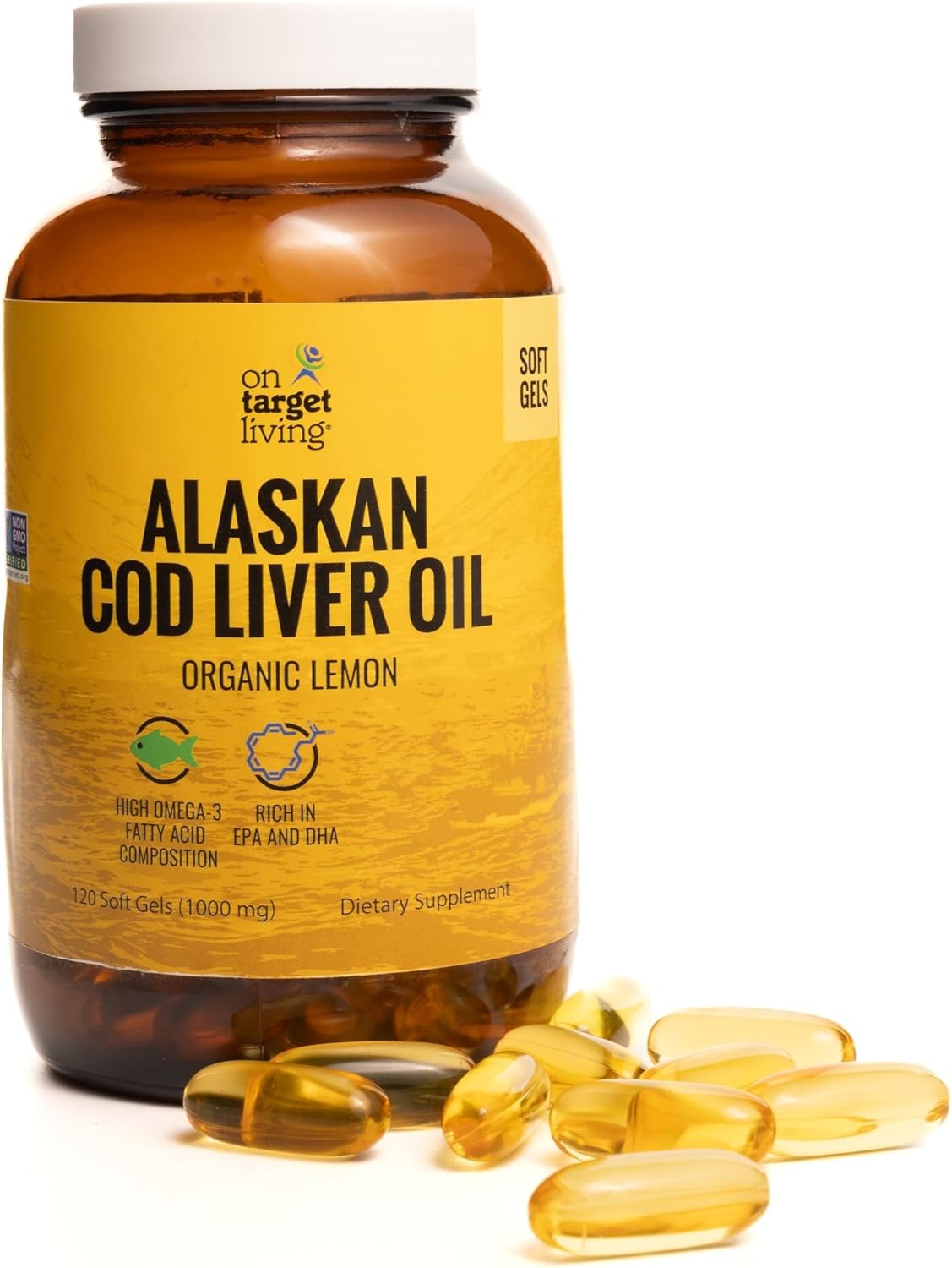 On Target Living Alaskan Cod Liver Oil Soft Gels for Health