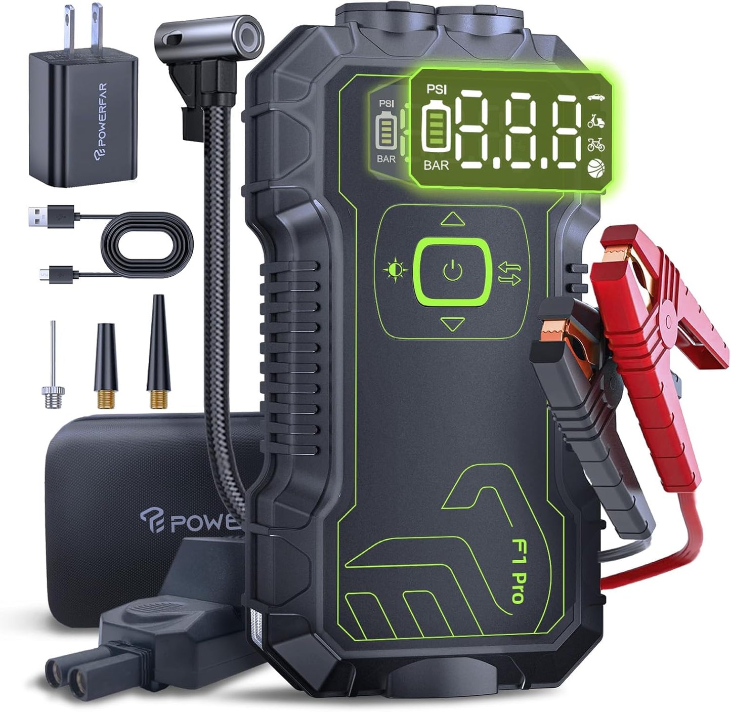 Powerful Car Jump Starter 4500A - Fast Charging, 12V, Type C