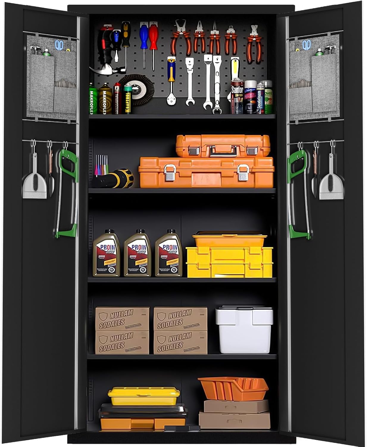 Greenvelly Metal Garage Storage Cabinet with Adjustable Shelves