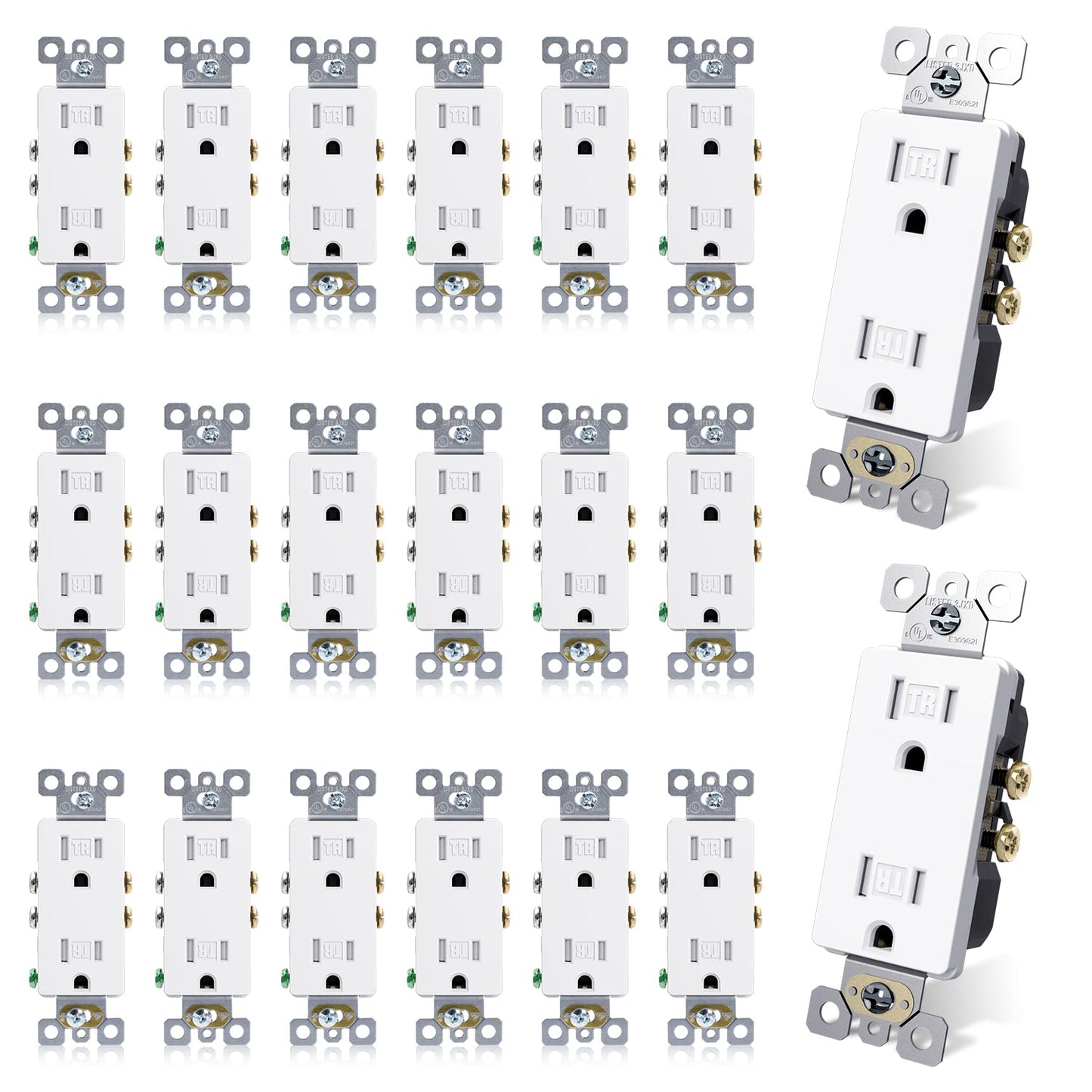ELEGRP 15 Amp Tamper Resistant Electrical Wall Outlet 20 Pack