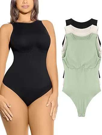 FeelinGirl Bodysuits for Women Tummy Control Thong Fashion Tops