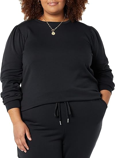 Puff Sleeve Sweatshirt for Women - Stylish Comfort in Plus Size