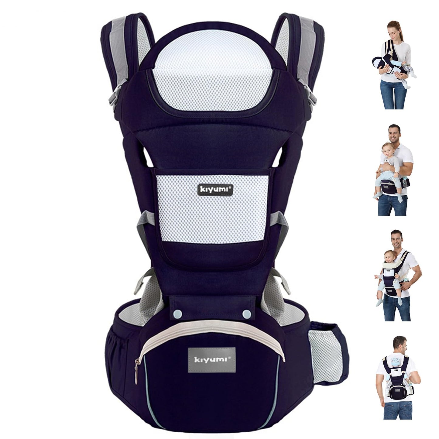 KIYUMI Hip Seat Baby Carrier | Ergonomic M Position | 6-in-1 Adjustable Sling (7-45 lbs)