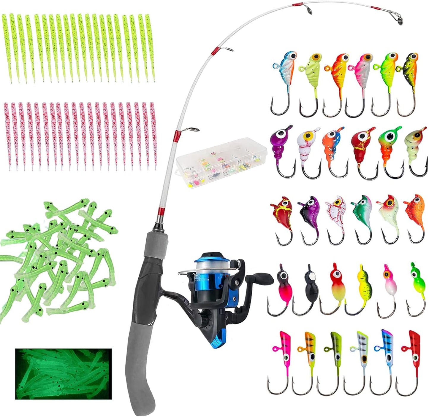 Complete 122Pcs Ice Fishing Set - Ideal for Trout & Walleye!