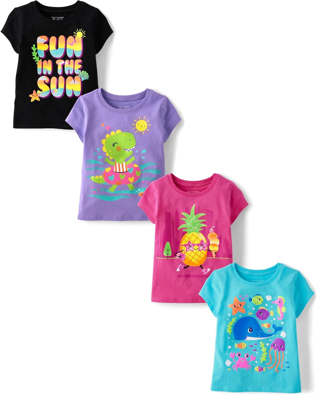 Baby Girls' Unicorns and Butterflies Graphic T-Shirts 4 Pack