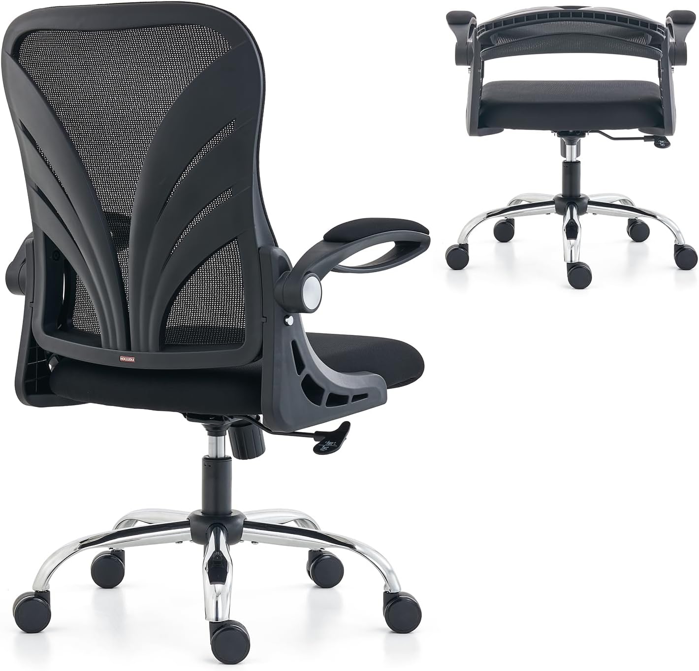 HOLLUDLE Ergonomic Mesh Office Chair, Foldable Backrest, Flip-up Armrests