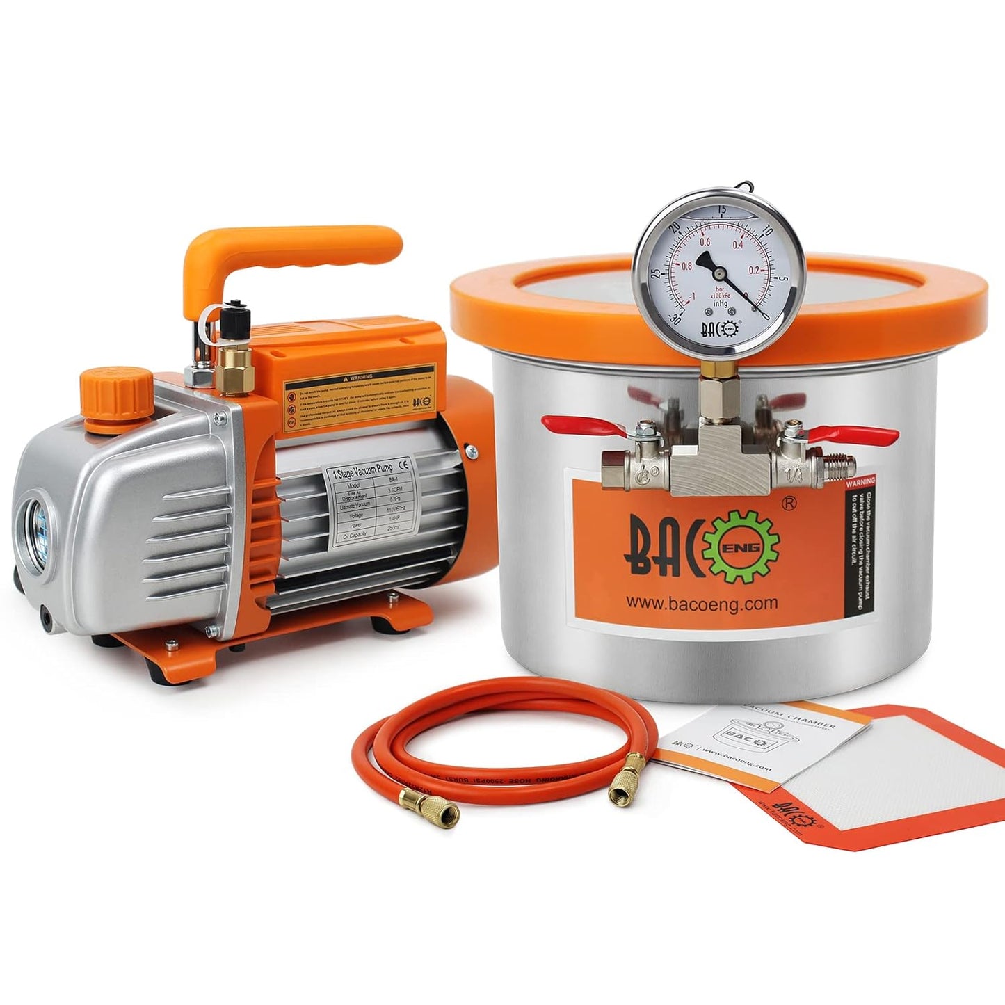 BACOENG 1.5 Gallon Vacuum Chamber with Pump for Wood Stabilizing