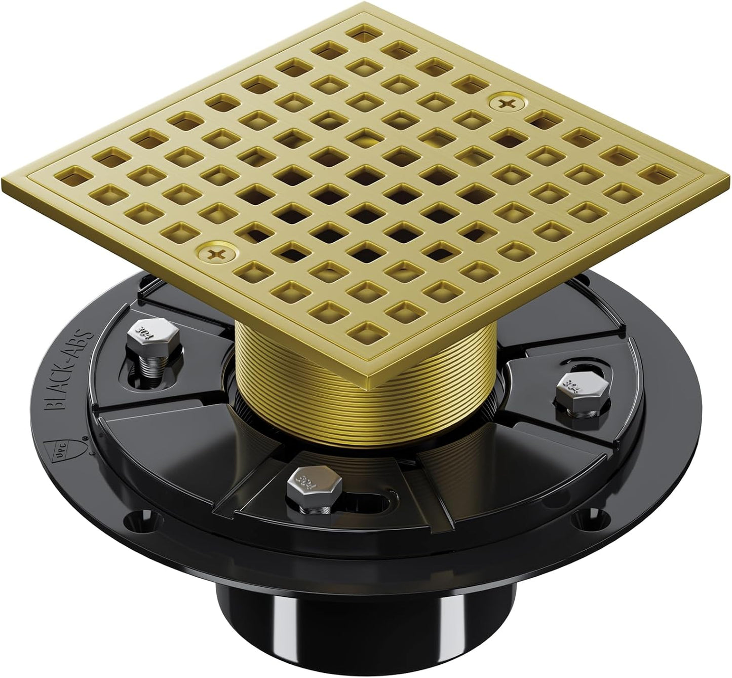 4 Inch Shower Floor Drain with Flange - Durable Brushed Gold Design