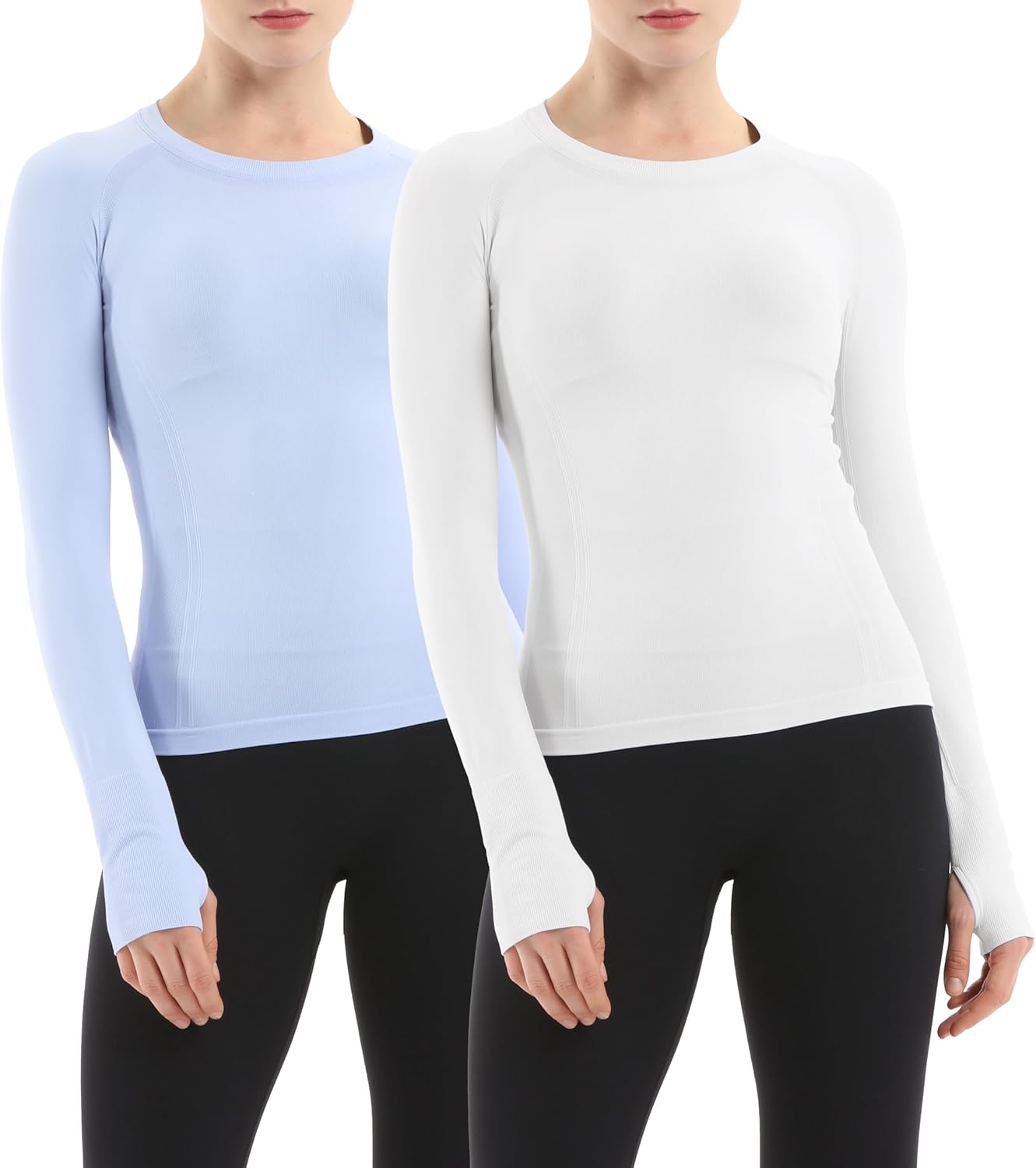 MathCat Seamless Workout Shirts for Women - Long Sleeve Athletic Tops