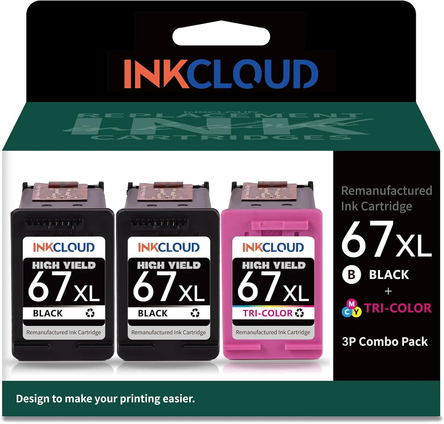 INKCLOUD Compatible Ink Cartridges for HP 67XL High Yield