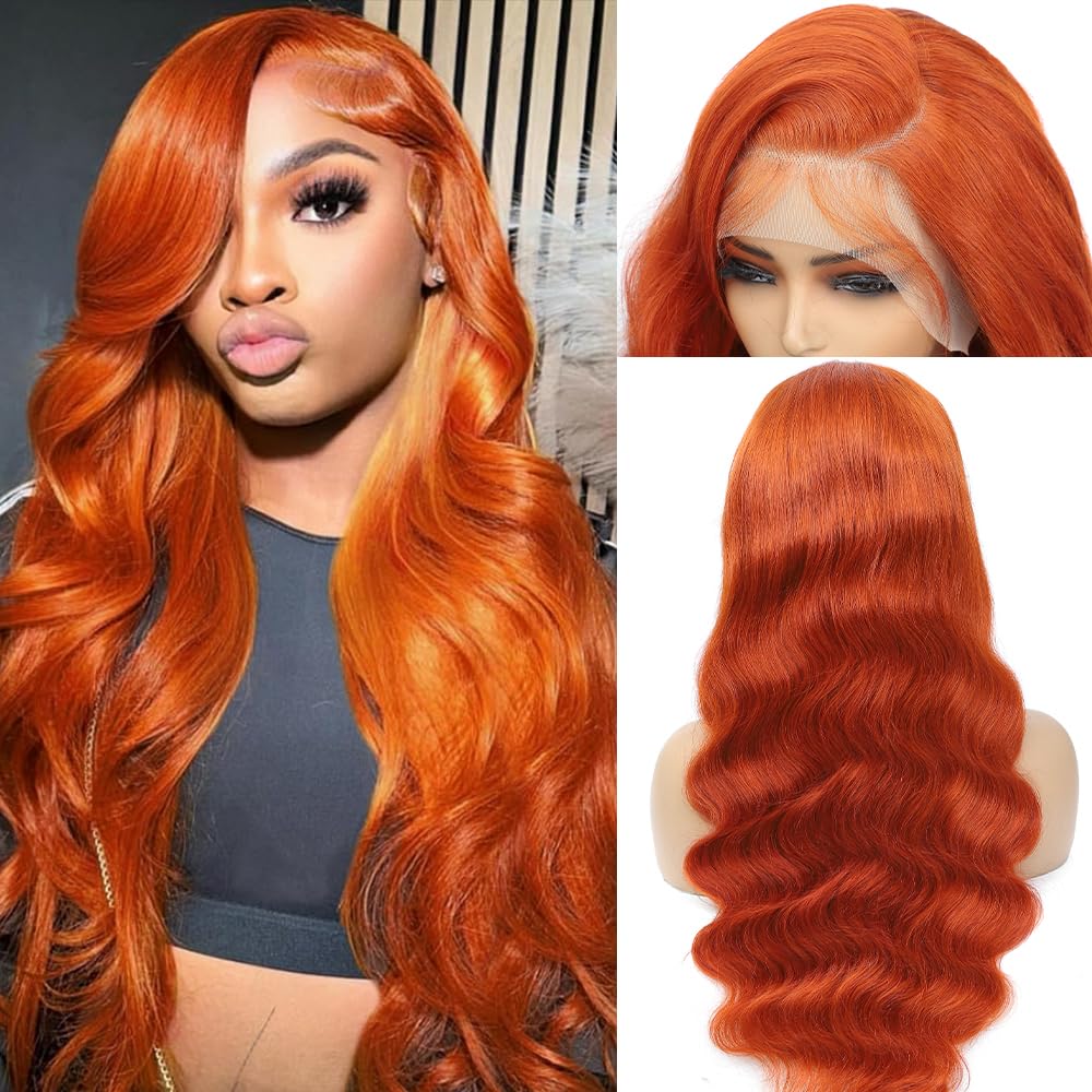 Ginger Lace Front Wig Human Hair 200% Density Body Wave 24 Inch