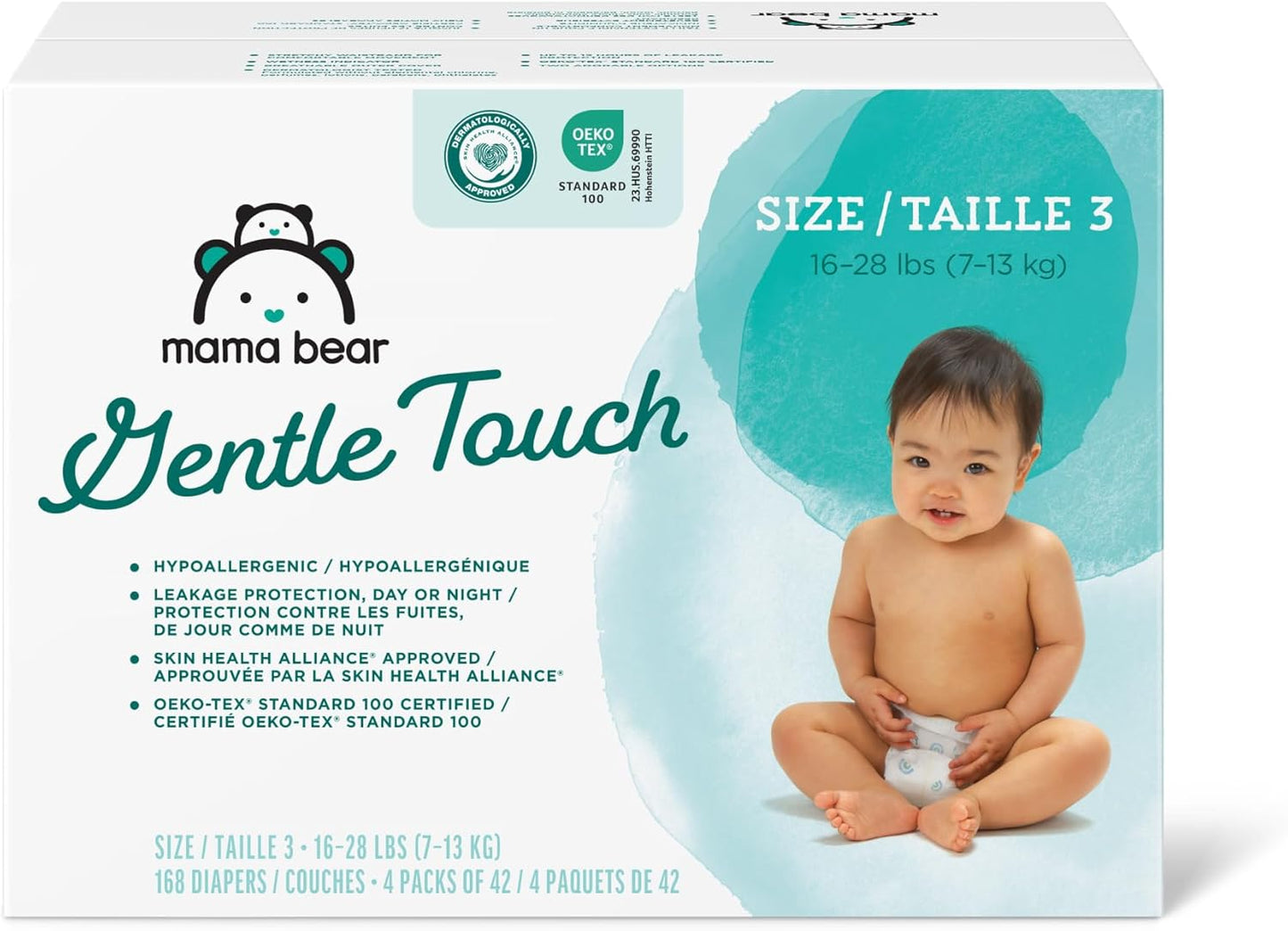 Mama Bear Hypoallergenic Diapers, Size 3, 168 Count
