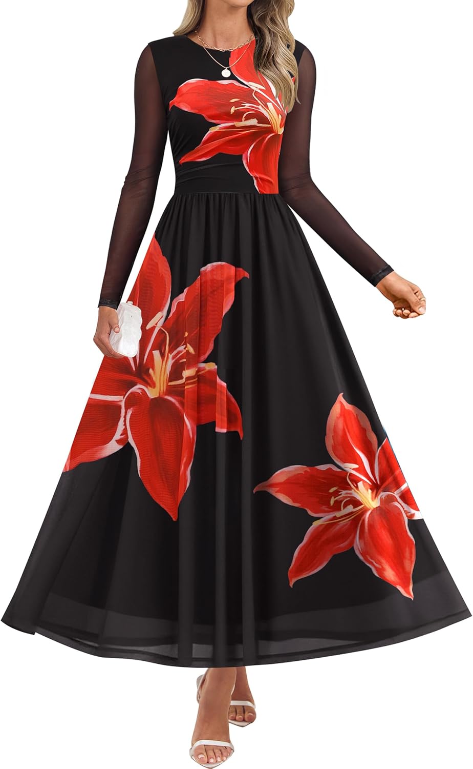ZESICA Women's Floral Print Maxi Dress for Fall 2025 Events