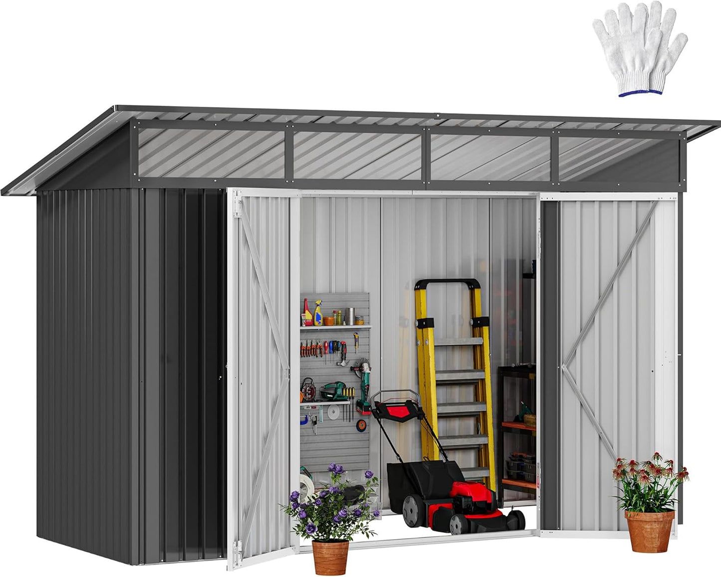 DWVO 9x4 FT Storage Shed for Bicycle and Garden Tools