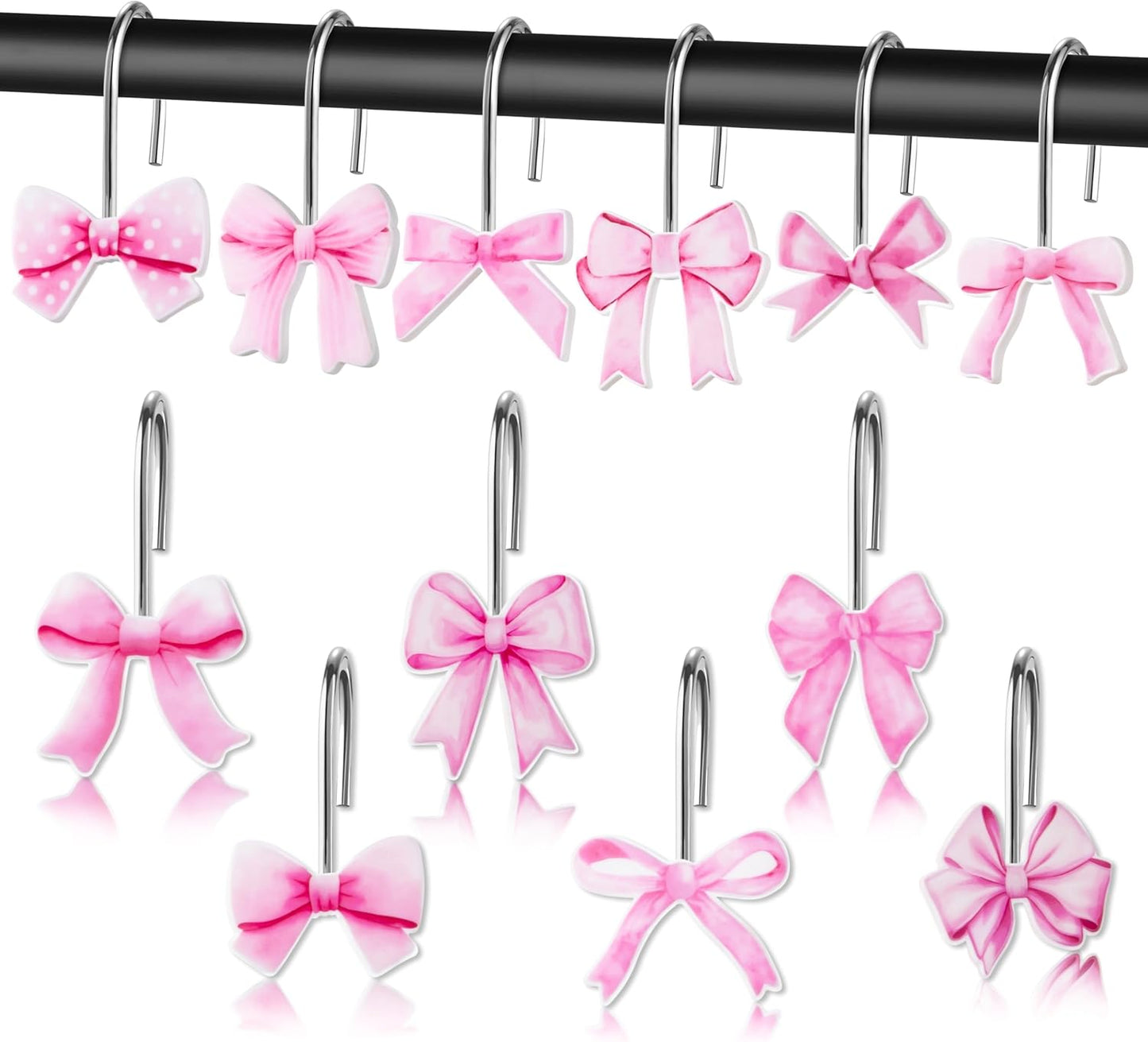 Pink Bow Knot Shower Hooks Set