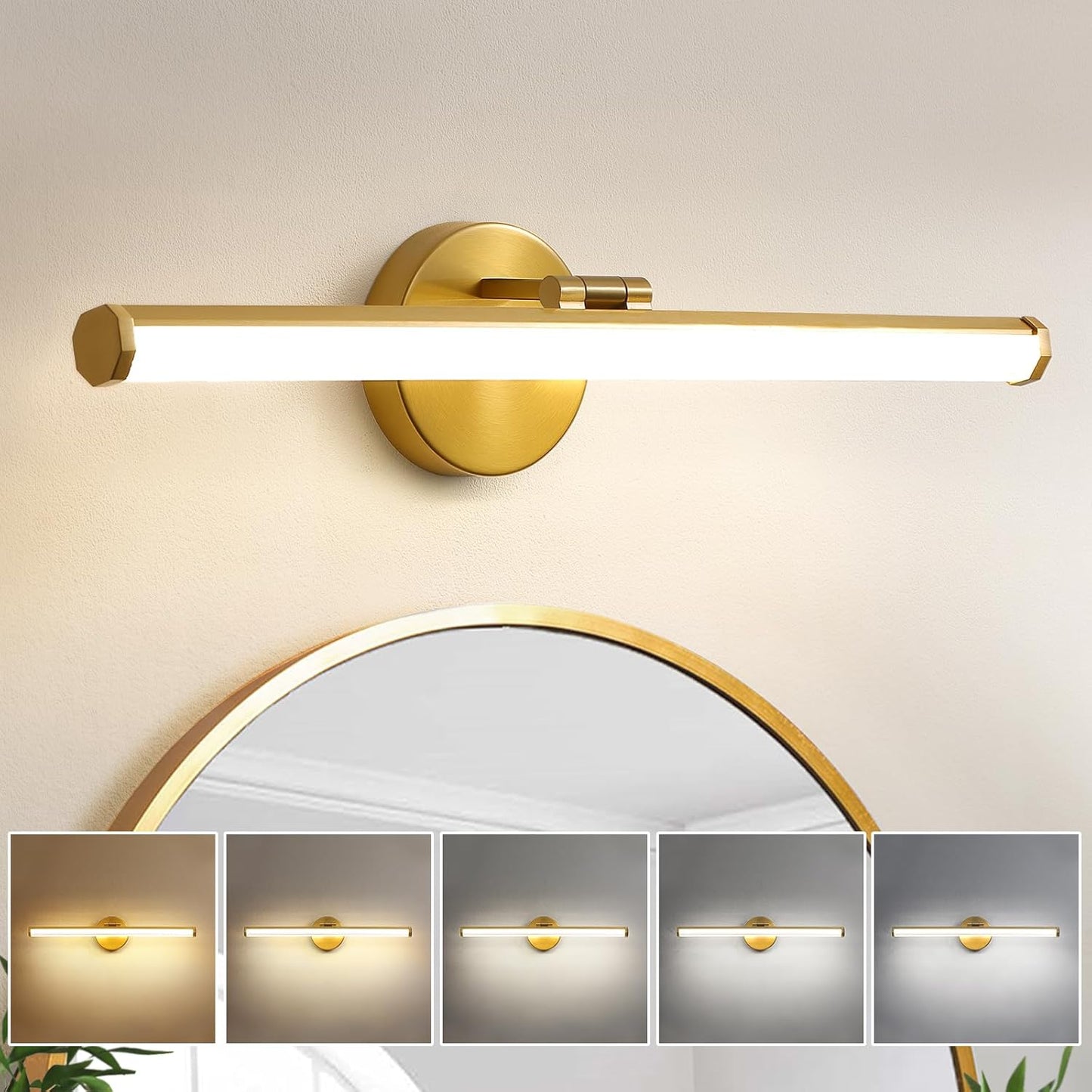 KAISITE Bathroom Light Fixture Over Mirror - Gold Vanity Light