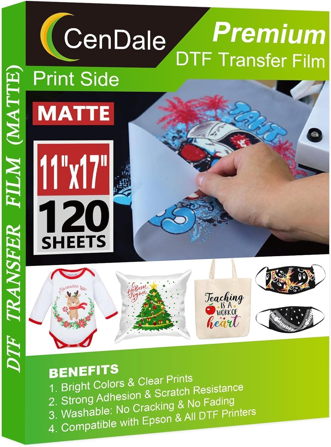 DTF Transfer Film 11x17 - 120 Sheets for Dark and Light Fabrics