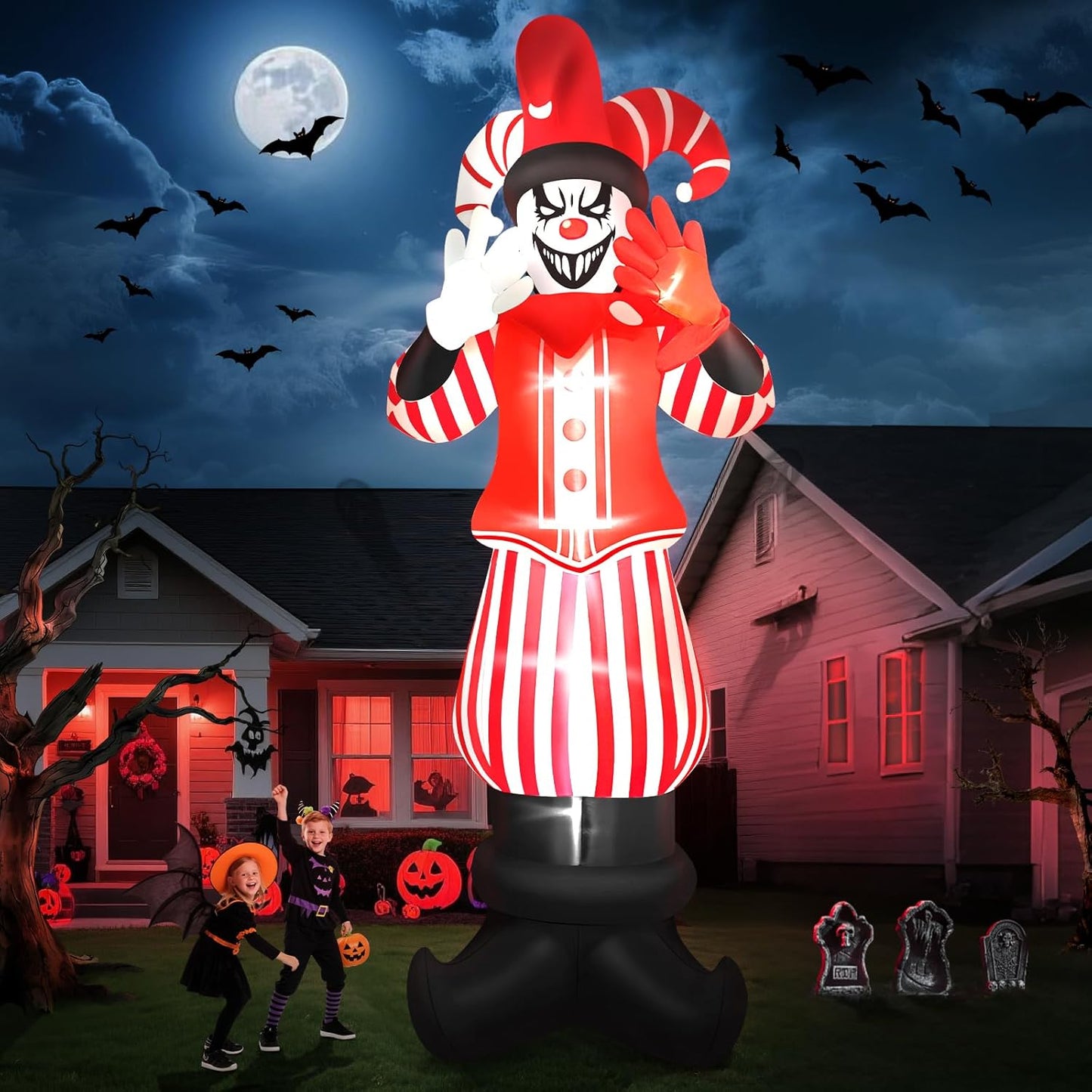 12FT Giant Halloween Inflatable Scary Clown Decoration for Yard