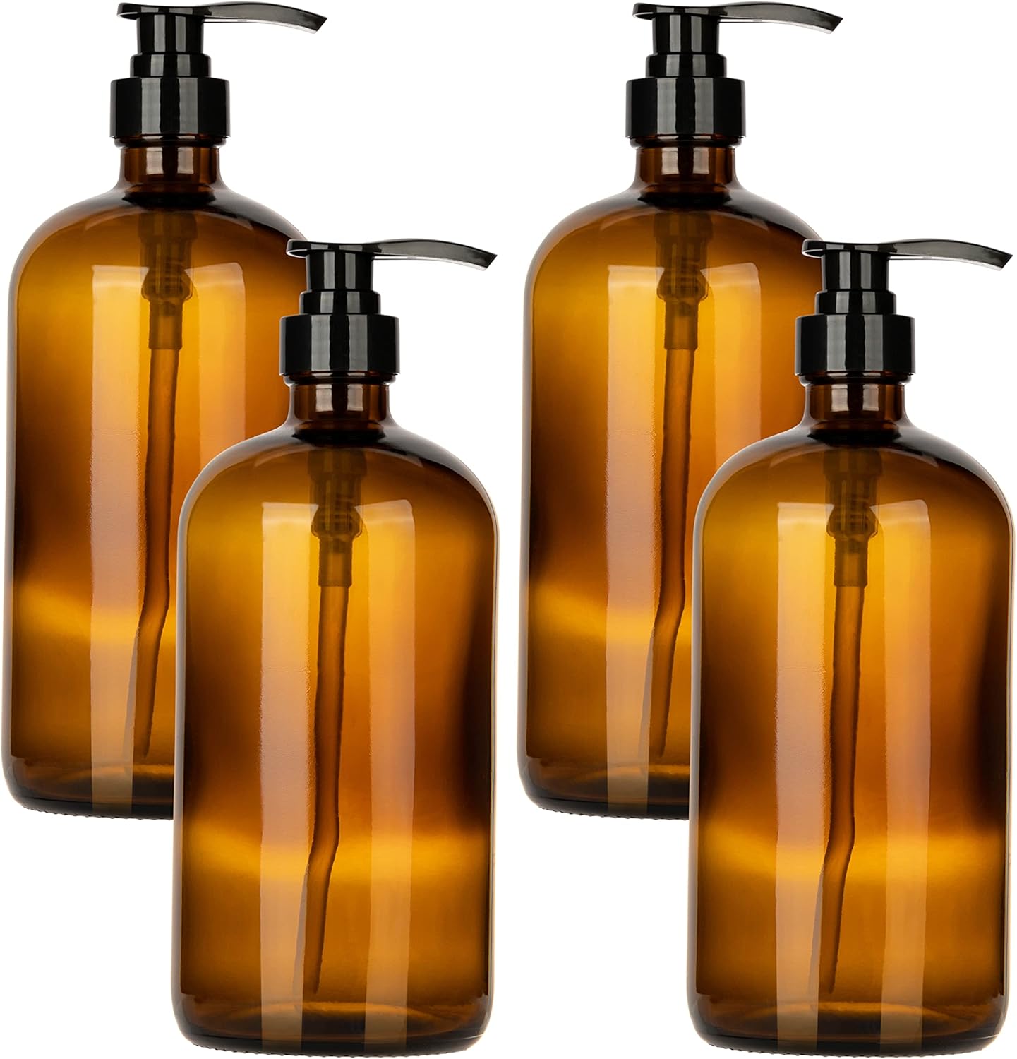 Amber Glass Pump Bottle - 32oz Luxury Dispenser