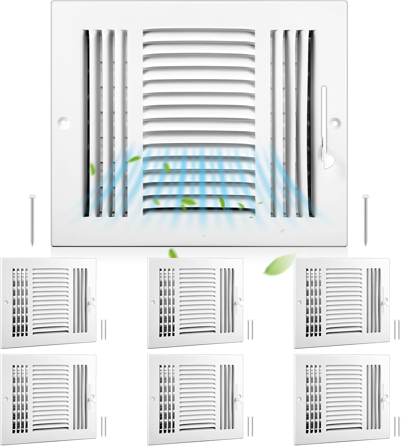 6 Pcs White 10 x 8 Inch Ceiling Vent Covers for Home Use