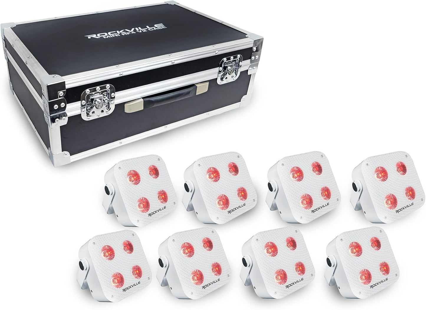 Rockville 8 Pack MINI RF4 V2 LED Par Wash Up Lights for Events