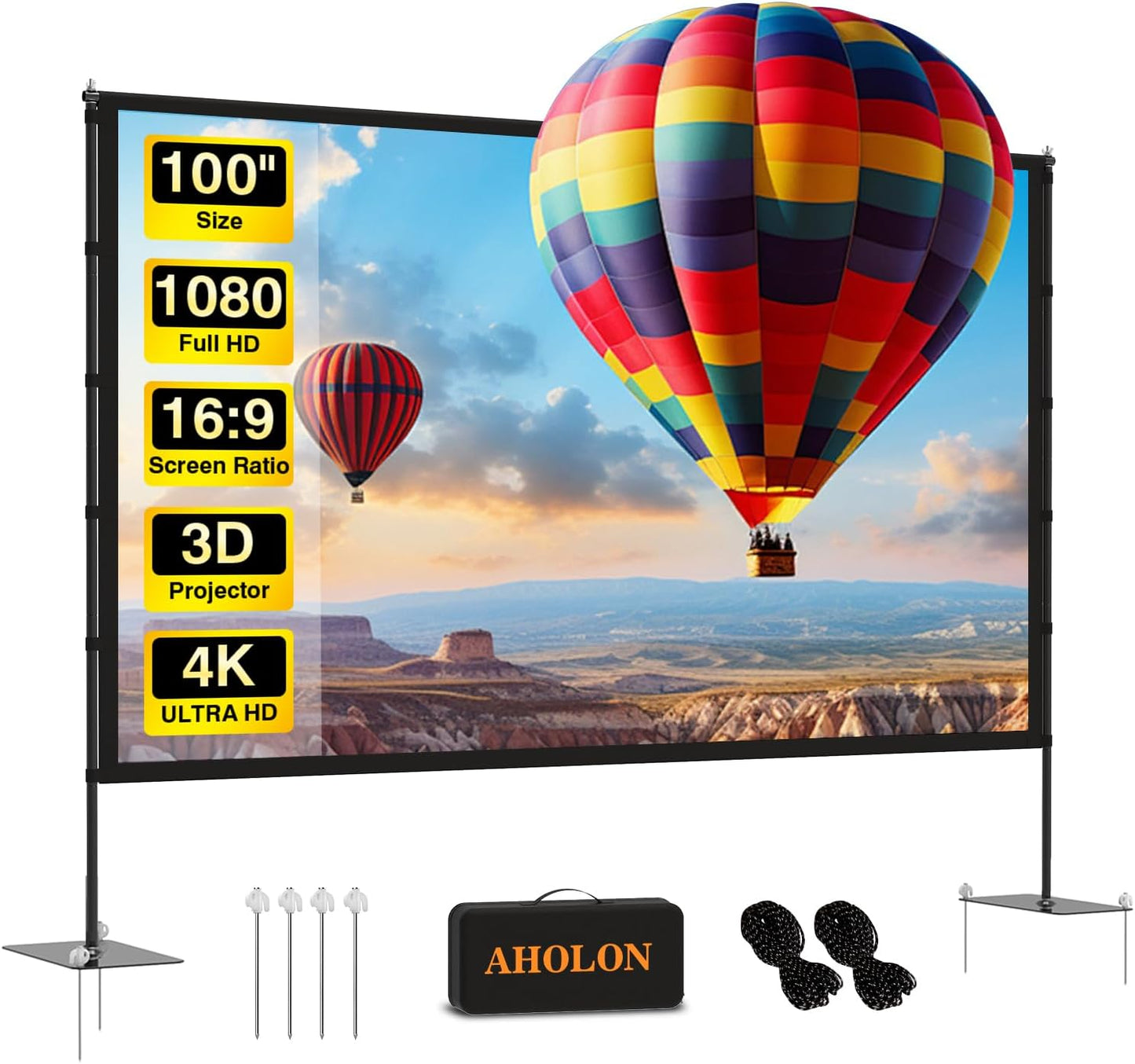 Outdoor Projector Screen with Stand - 100 Inch Portable Screen