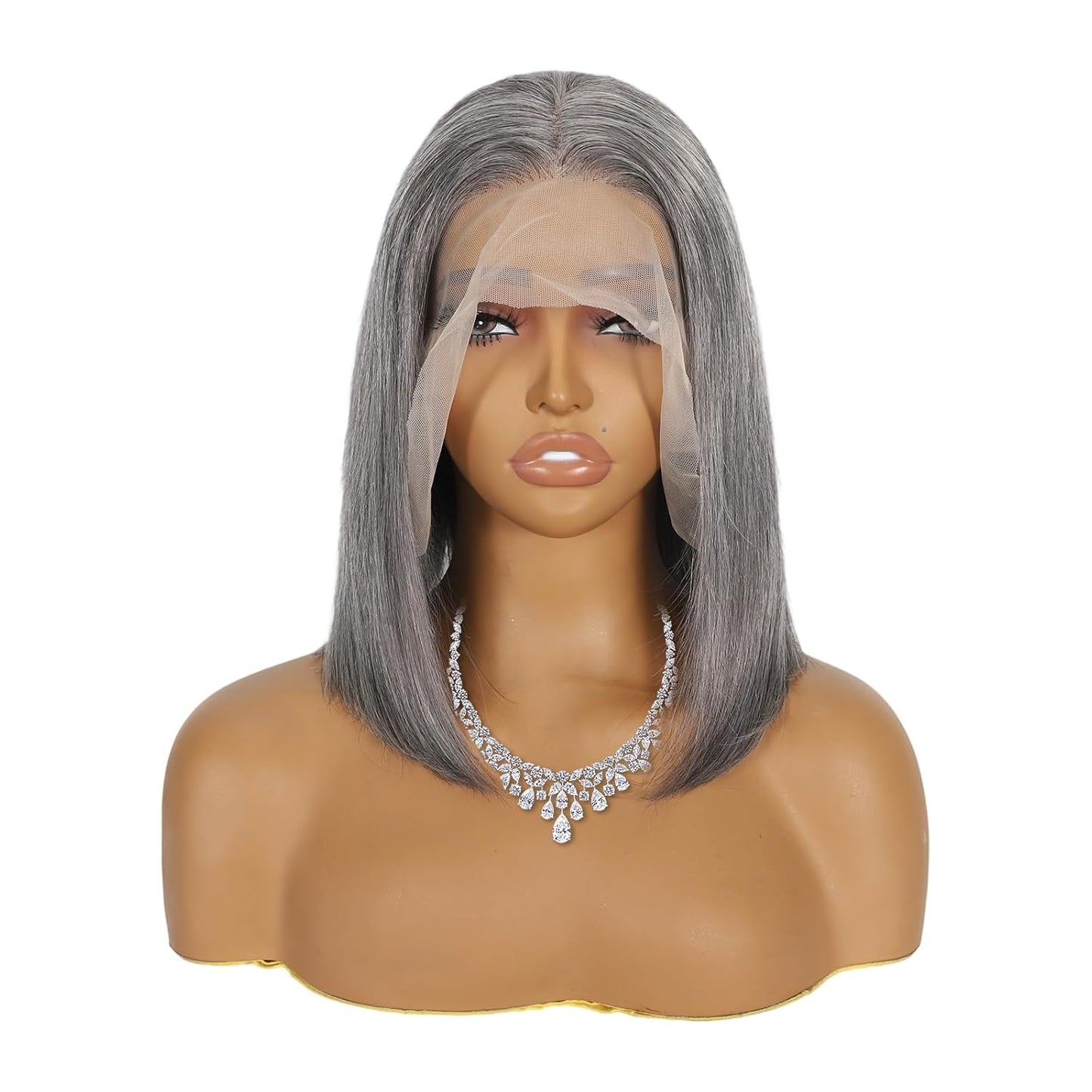 12 Inch Short Bob Grey Mixed White Wig for Stunning Looks