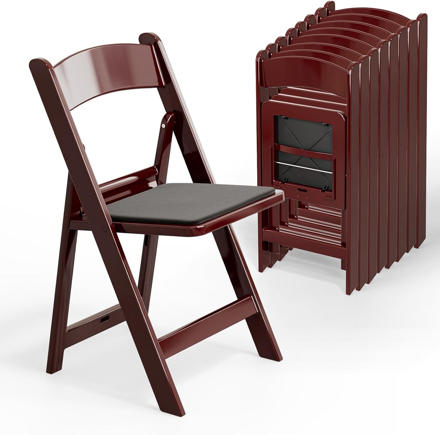 VINGLI Resin Folding Chairs with Cushion for Events and Parties