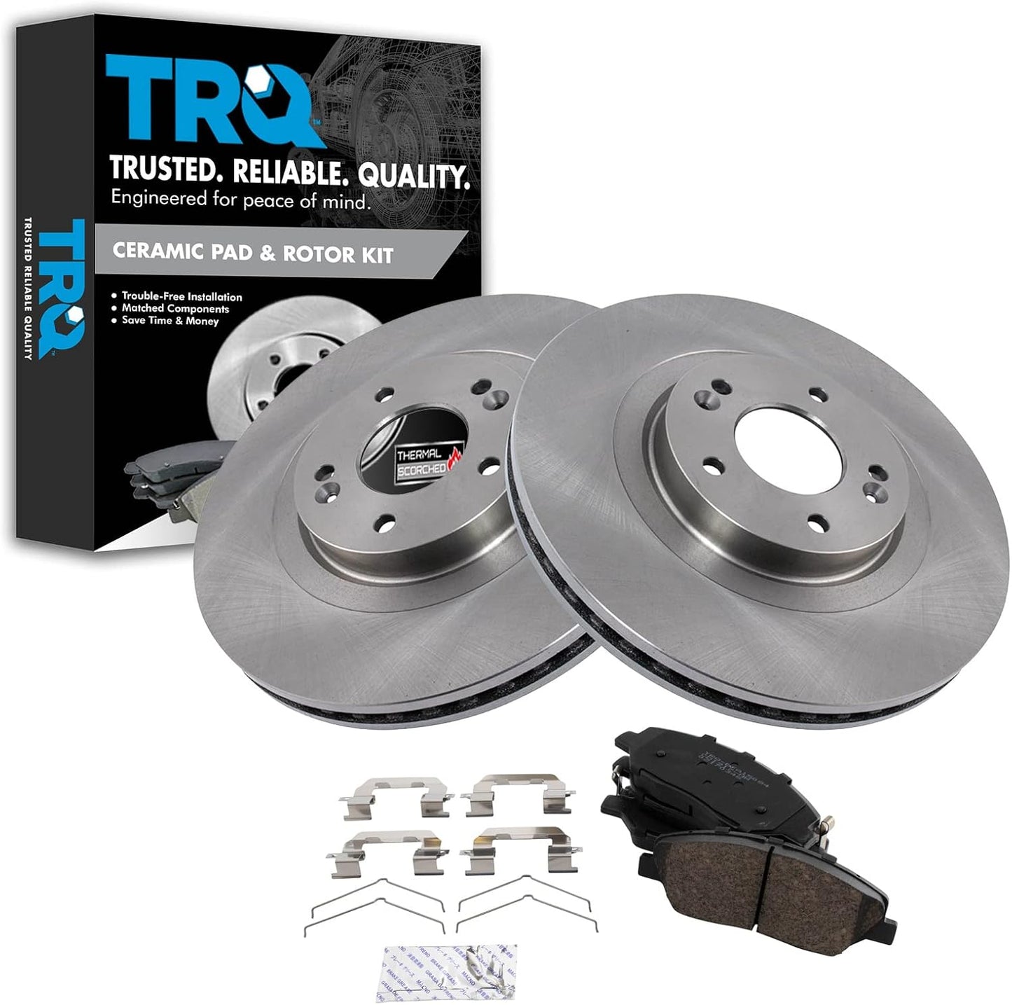 TRQ Front Brake Pad & Rotor Kit for 2017-2019 Hyundai Santa Fe