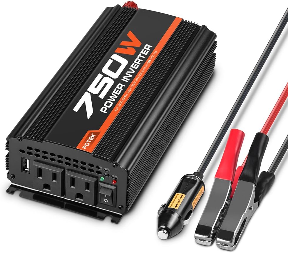 Potek 750W Car Power Inverter for Laptop and Smartphone Charging