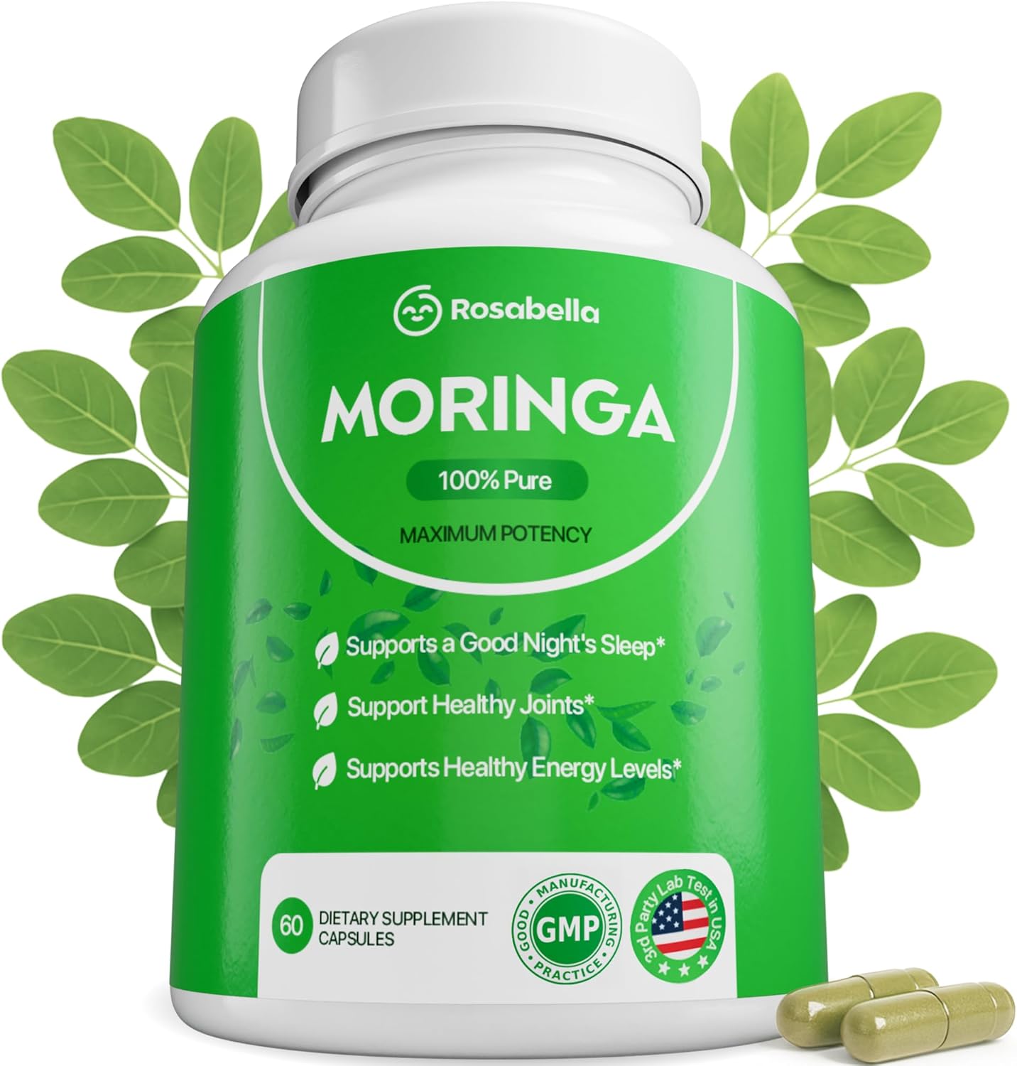 Rosabella Moringa Capsules for Energy, Skin, and Gut Health