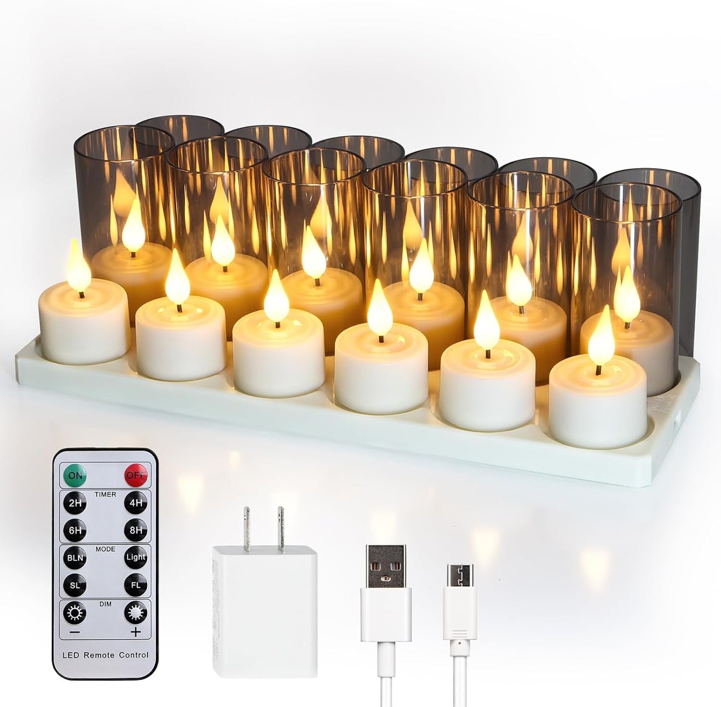 Rechargeable Tea Lights Candles with Remote Timer for Decor