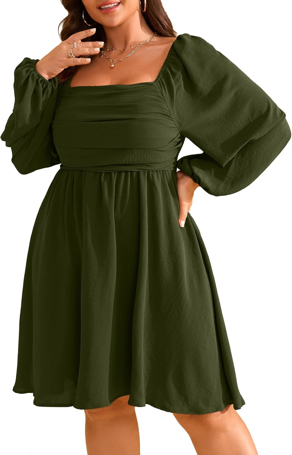 Elegant Plus Size Long Sleeve Mini Dress for Fall Weddings