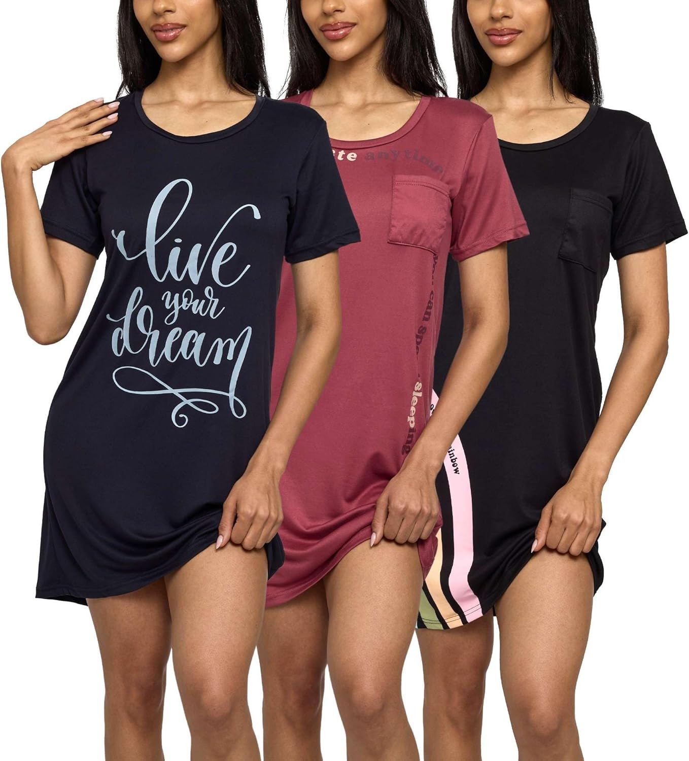 Real Essentials Women's Short Sleeve Nightgown Dress for Comfort
