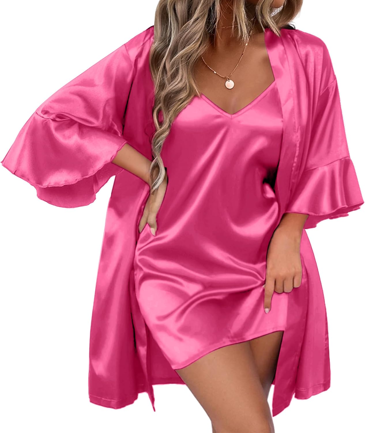 Ekouaer Women's Silk Robe Set for Bridal Party and Everyday Use