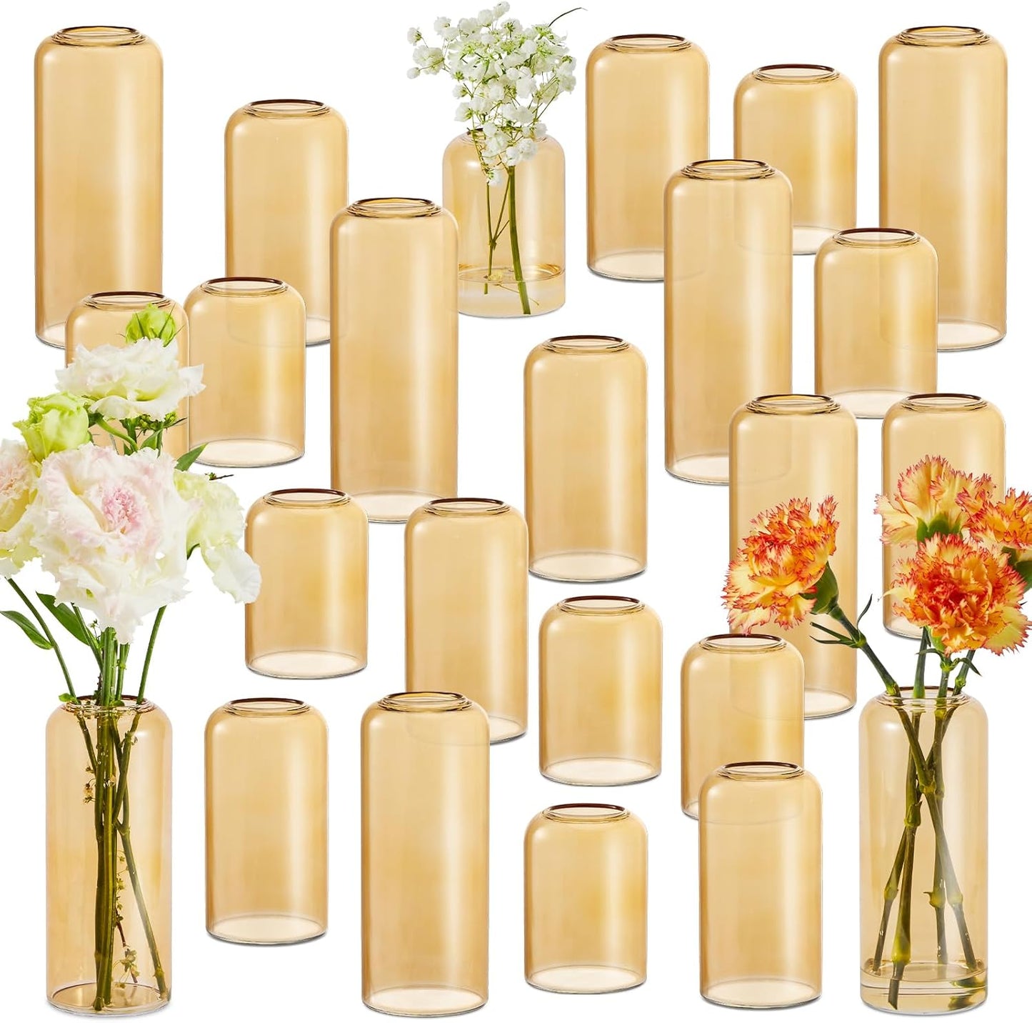 24pcs Glass Bud Vases Set for Centerpieces and Home Decor